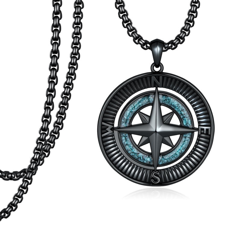 14K Gold Plated Turquoise Wolf Thor's Hammer Ankh Dragon Lion Compass Crucifix Pendant Necklace for Men