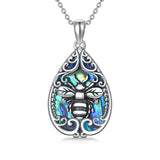 Sterling Silver Abalone Shell Dragonfly Butterfly Bee Hummingbird Pendant Necklace for Women