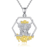 Highland Cow Pendant for Teen Girls Cute Animal Necklace Jewelry Gift