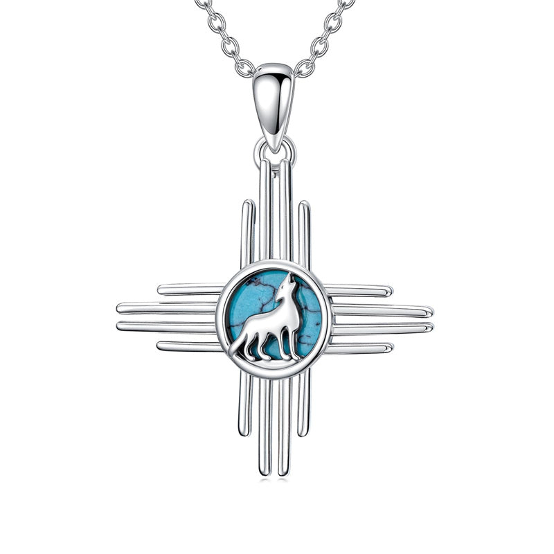 Sterling Silver Turquoise Kokopelli Arrowhead Cross Zia Roadrunner Zia Fox Arrowhead Eagle Pendant Necklace