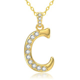 Cubic Zircon 14K Gold Plated Initial Letter A-Z Pendant Necklace