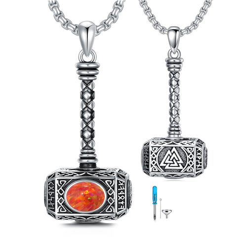 Sterling Silver Thors Hammer Urn Necklace for Ashes