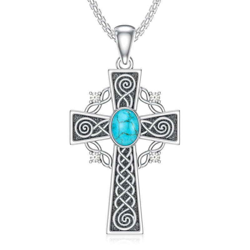 14K Gold Plated Celtic Vikin Cross Pendant Necklace Irish Jewelry Religious Protective Gift
