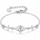 Sterling Silver Dragonfly Butterfly Cardinal Hummingbird Jesus Fish Lotus Daisy Sunflower Rose Faith Cross Bracelet
