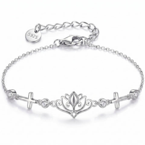 Sterling Silver Dragonfly Butterfly Cardinal Hummingbird Jesus Fish Lotus Daisy Sunflower Rose Faith Cross Bracelet