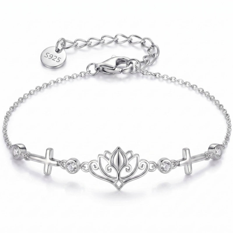 Sterling Silver Dragonfly Butterfly Cardinal Hummingbird Jesus Fish Lotus Daisy Sunflower Rose Faith Cross Bracelet