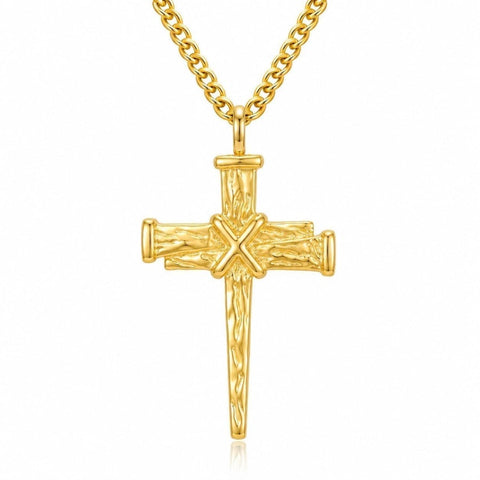 Cross Pendant Necklace for Men 14K Gold Plated Minimalist Christian Jewelry Religious Gift