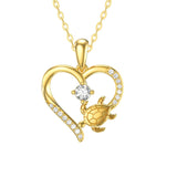 14K Gold Sea Turtle & Mother and Child Pendant Necklaces