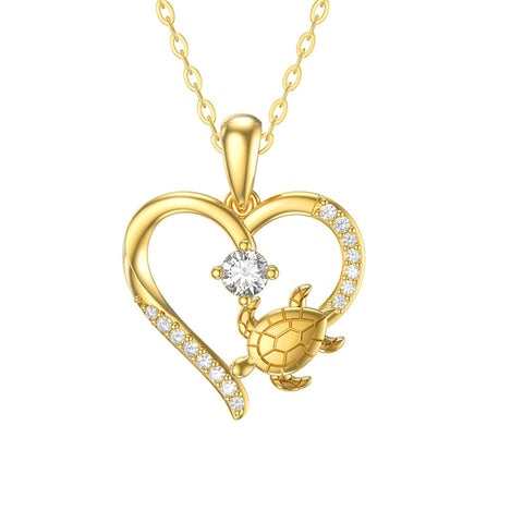 14K Gold Sea Turtle & Mother and Child Pendant Necklaces
