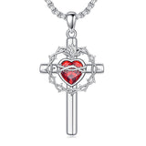 Sterling Silver Wooden Cross Pendant Necklace