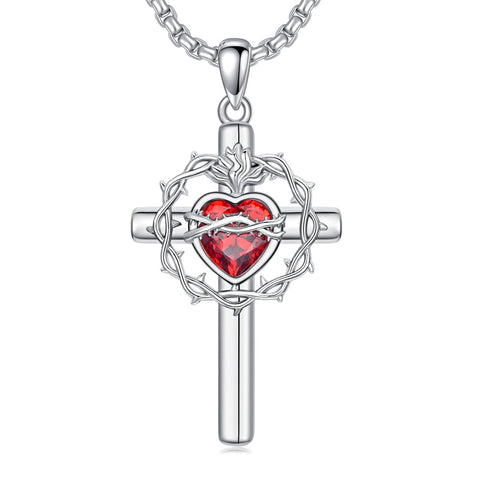Sterling Silver Wooden Cross Pendant Necklace