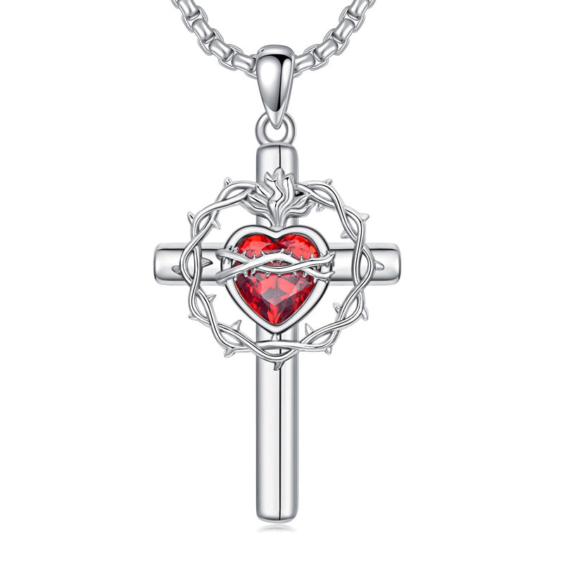 Sterling Silver Wooden Cross Pendant Necklace