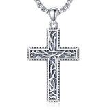 Sterling Silver Cross Christian Pendant Necklace for Men