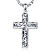 Sterling Silver Cross Christian Pendant Necklace for Men