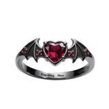 Sterling Silver Personalized Birthstone Punk Skull Bat Snake Ring Goth Jewelry for Halloween Birthday