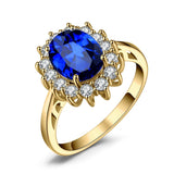 14K Yellow Gold Plated Birthstone Halo Engagement Rings for Women