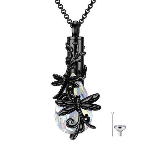 Sterling Silver Teardrop Crystal Butterfly Dragonfly Fox Hummingbird Phoenix Tree of Life Urn Necklaces for Ashes
