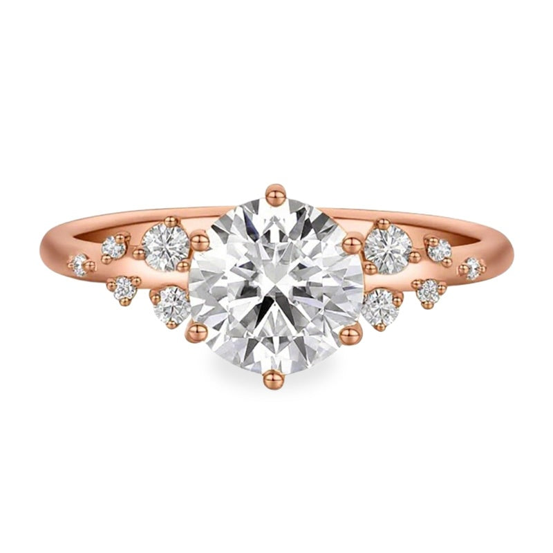 Sterling Silver 10K 14K 18K Gold Personalized Engraved 1-3 Carat Round Moissanite   Anniversary  Engagement Ring