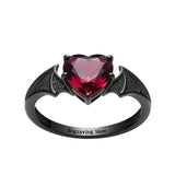 Sterling Silver Personalized Birthstone Punk Skull Bat Snake Ring Goth Jewelry for Halloween Birthday