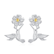 Sterling Silver Hypoallergenic Hummingbird  Stud Earrings