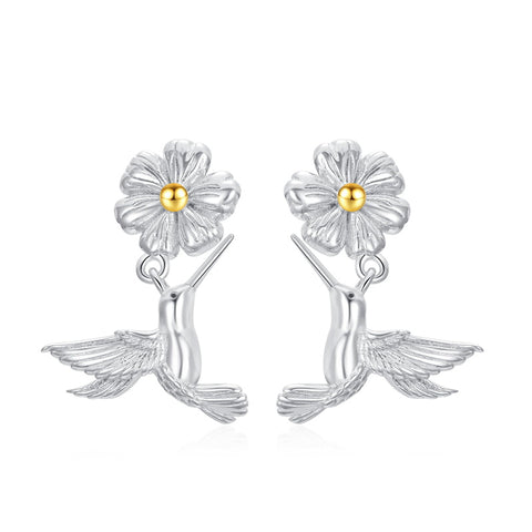 Sterling Silver Hypoallergenic Hummingbird  Stud Earrings