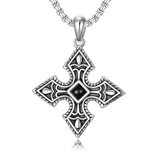 Sterling Silver Cross Christian Pendant Necklace for Men