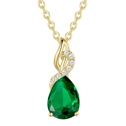14K Gold Plated  Teardrop Birthstone Pendant Necklace Birthday Gifts for Women
