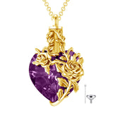 Sterling Silver Heart Crystal Rose Urn Necklaces for Ashes for Women
