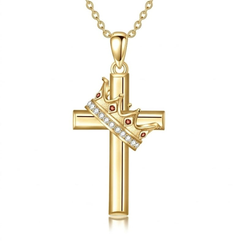 14K Gold Plated Birthstone Infinity  Cross Pendant NecklaceJewelry for Women