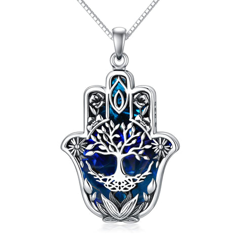Sterling Silver Hamsa Tree of Life Viking Lion Butterfly Evil Eye Yin Yang Eye of Horus Pendant Necklace