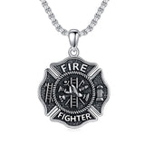 Firefighter Necklace 925 Sterling Silver Fire Dept Pendant Fire Department Jewelry for Women Men Christmas Gift