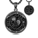 Sterling Silver Memento Mori Gothic Skull Amulet Pendant Necklace for Men