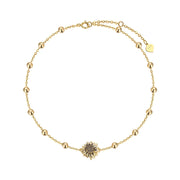 14K Gold Sunflower Single Layer Anklet