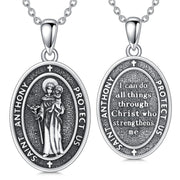 Sterling Silver St Anthony Francis Joseph Peregrine Raphael Sebastian MedalProtection Pendant Necklace