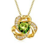 10K 14K 18K Gold 12 Months Birthstones  Love Knot Pendant Necklace