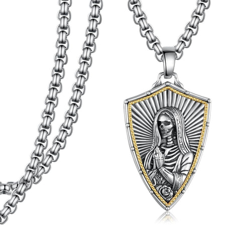 14K Gold Plated Masonic Cross Compass St Michael St Christopher Santa Muerte Star of David Pendant Necklace
