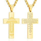 14K Gold Plated Bible Verse Football Cross Pendant Necklace