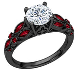 Sterling Silver 10K 14K 18K Gold Custom Engraved Moissanite Engagement Wedding Ring