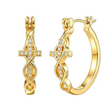 14K Gold Plated Cross Hoop Earrings  for Women Birthday Mothers Day Christmas Jewelry Gift