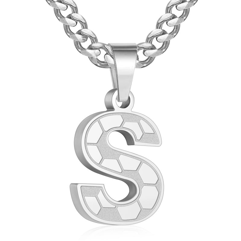 14K Gold Plated Soccer Initial Pendant Necklace for Men