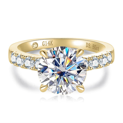14K Gold Round Cut Moissanite Wedding Anniversary Ring