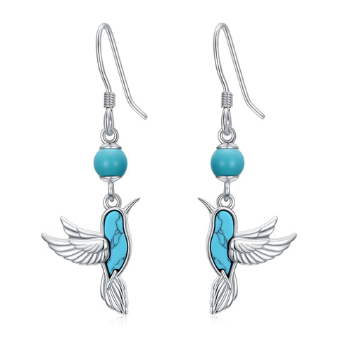 Sterling Silver Turquoise Owl Dragonfly Butterfly Hummingbird Dangle Earrings