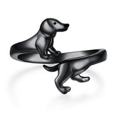 Sterling Silver  Dachshund Dog Adjustable Ring Gifts for Women Dog Lovers
