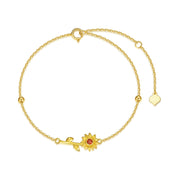 14K Gold 5A Cubic Zirconia Sunflower Single Layer Anklet