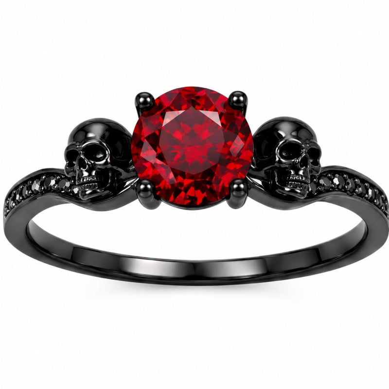 Sterling Silver 10K 14K 18K Gold Personalized Gothic Skull Ring Exquisite Spooky Jewelry for Halloween Lovers