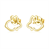 14K Gold Rabbit Stud Earrings for Women, Real Yellow Gold Tiny Small Rabbit Earring Stud, Easter Stud Earrings for Girls Ladies Mom Sisters