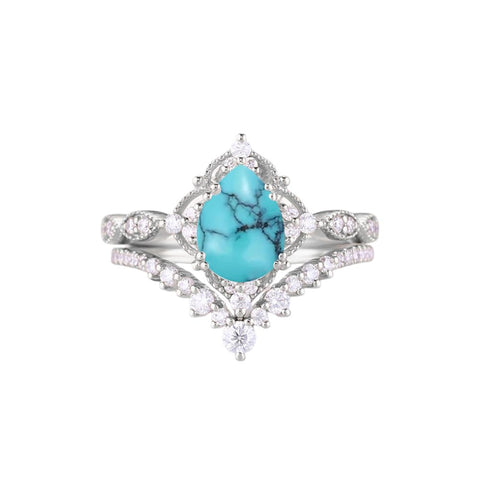 Sterling Silver 10K 14K 18K Gold Pear Shaped Gemstone Engagement Ring