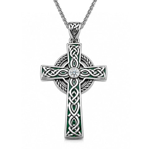 14K Gold Plated Celtic Vikin Cross Pendant Necklace Irish Jewelry Religious Protective Gift