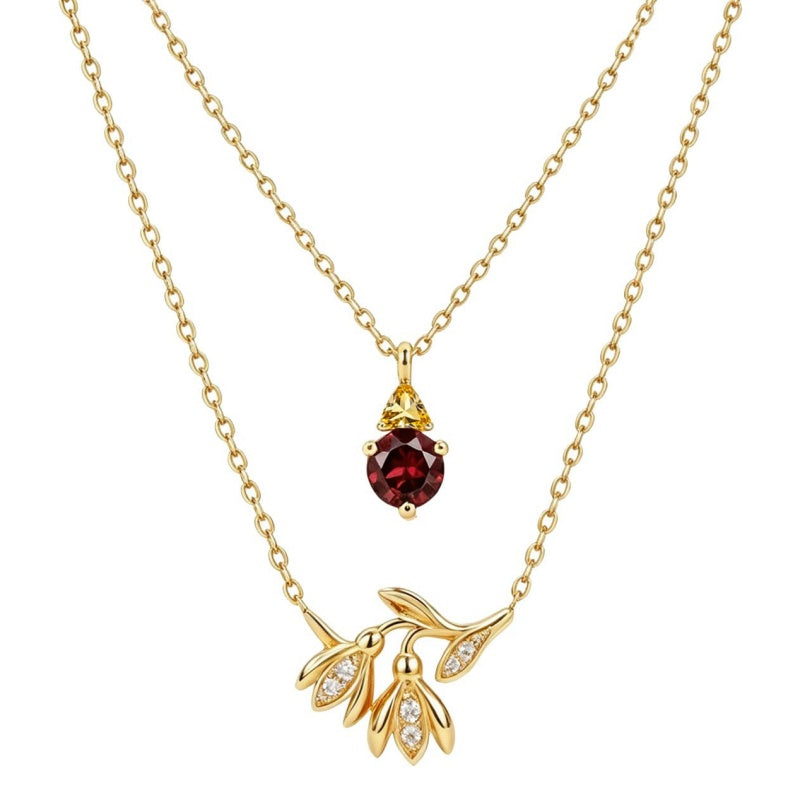 14K Gold Birthstone Birth Flower  Pendant Necklace Birthday Jewelry Gifts for Women