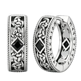 14K Gold Plated  Cubic Zircon Norse Viking Runes Hoop Earrings Viking Jewelry Gift for Men